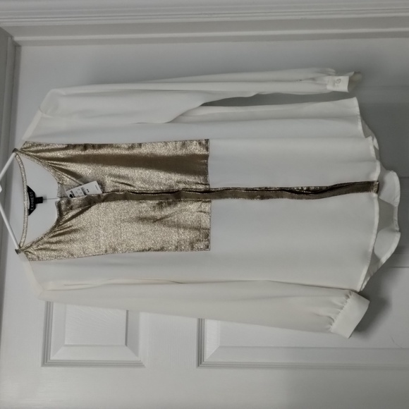 Express Tops - Express women button down shirt top size M BRAND NEW gold cream